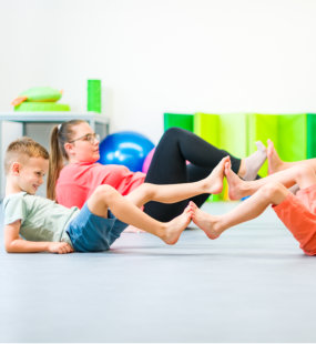 kids playing with their feet