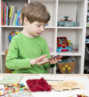 a boy doing art activity
