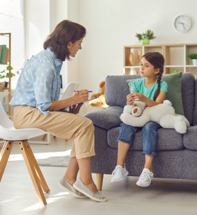 a girl being interviewed