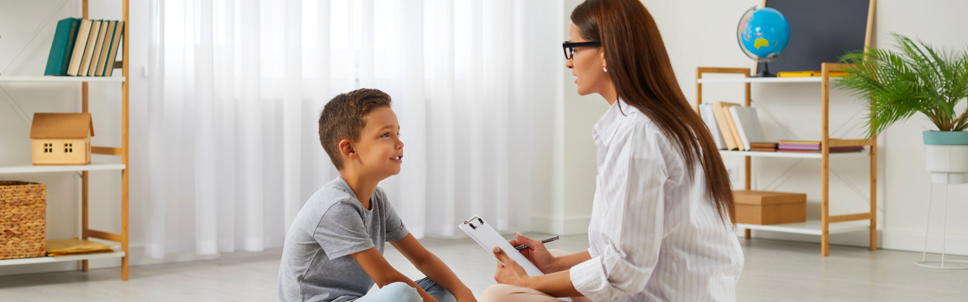 a boy being interviewed