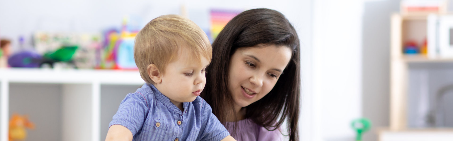 A mother teaching her child
